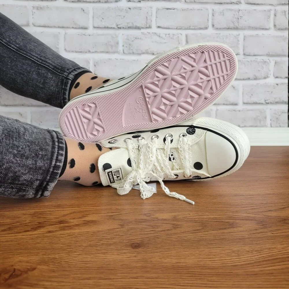 ❤️Converse Chuck Taylor Lift Platform Polka Dots 9.5 Women Shoes White A10689C❤️_6